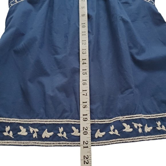 Converse One Star  Floral Embroidered Navy Blue White Cotton Tank Size XS - Picture 7 of 8